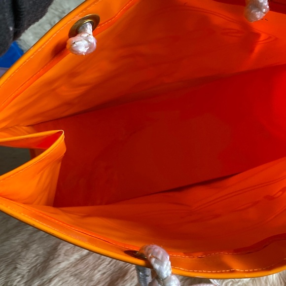 SCOOP NYC patent branded large vinyl shopper tote bag shopping rope handle strap - Picture 5 of 5